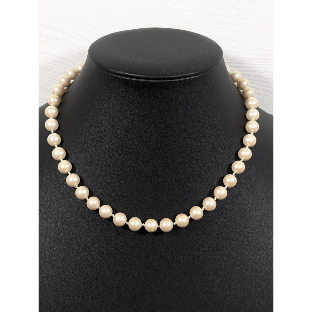 Retro Ivory Color Glass Faux Pearl bead Classic Bridal Necklace 16 inch Wedding